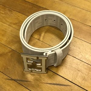 White Fendi Belt (7C0250 XEE)